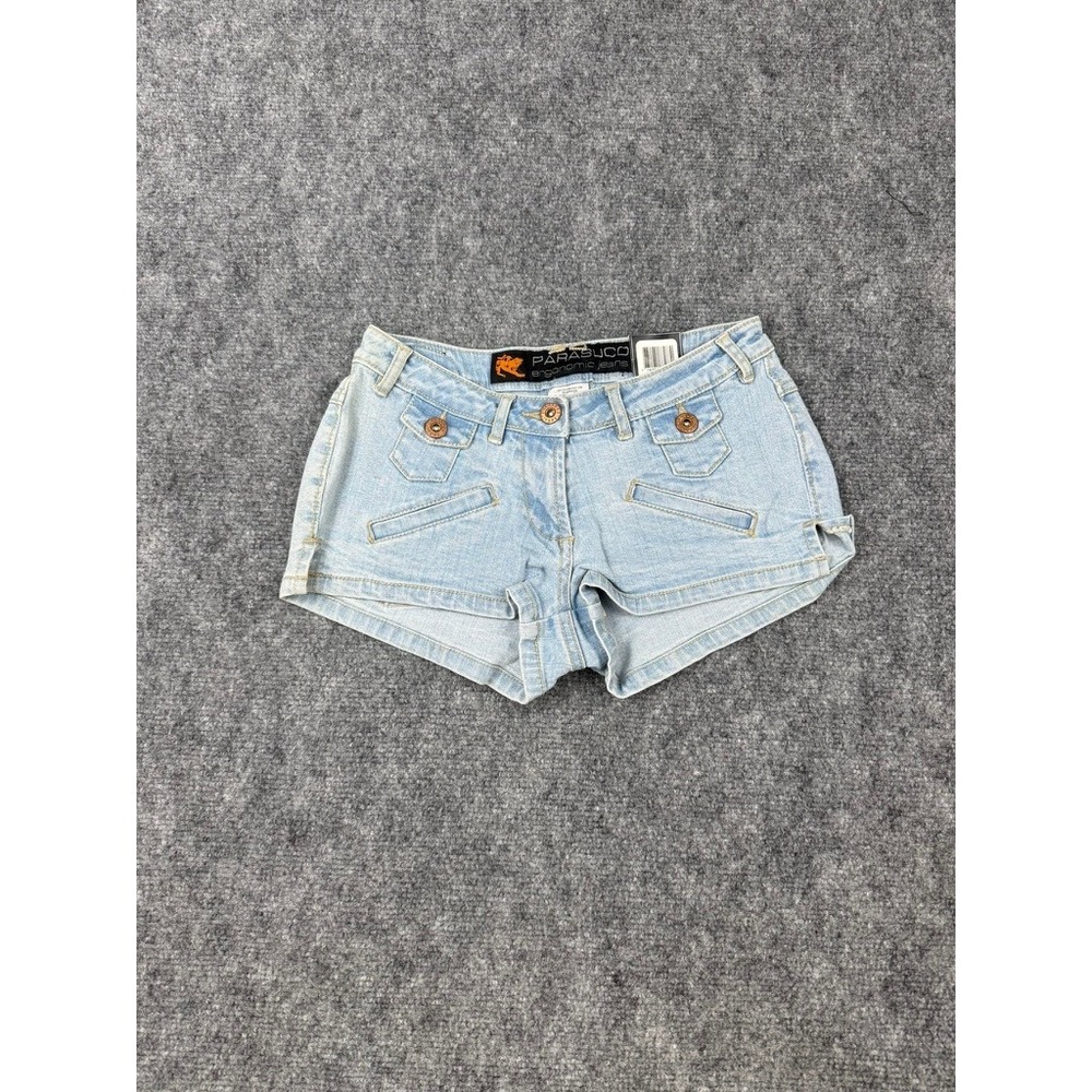 Parasuco Ergonomic Jeans Womens Light Wash Low Rise Denim Mini Shorts 24 NEW